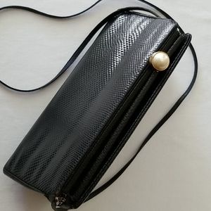 Judith Leiber Black Handbag with Pearl Opener